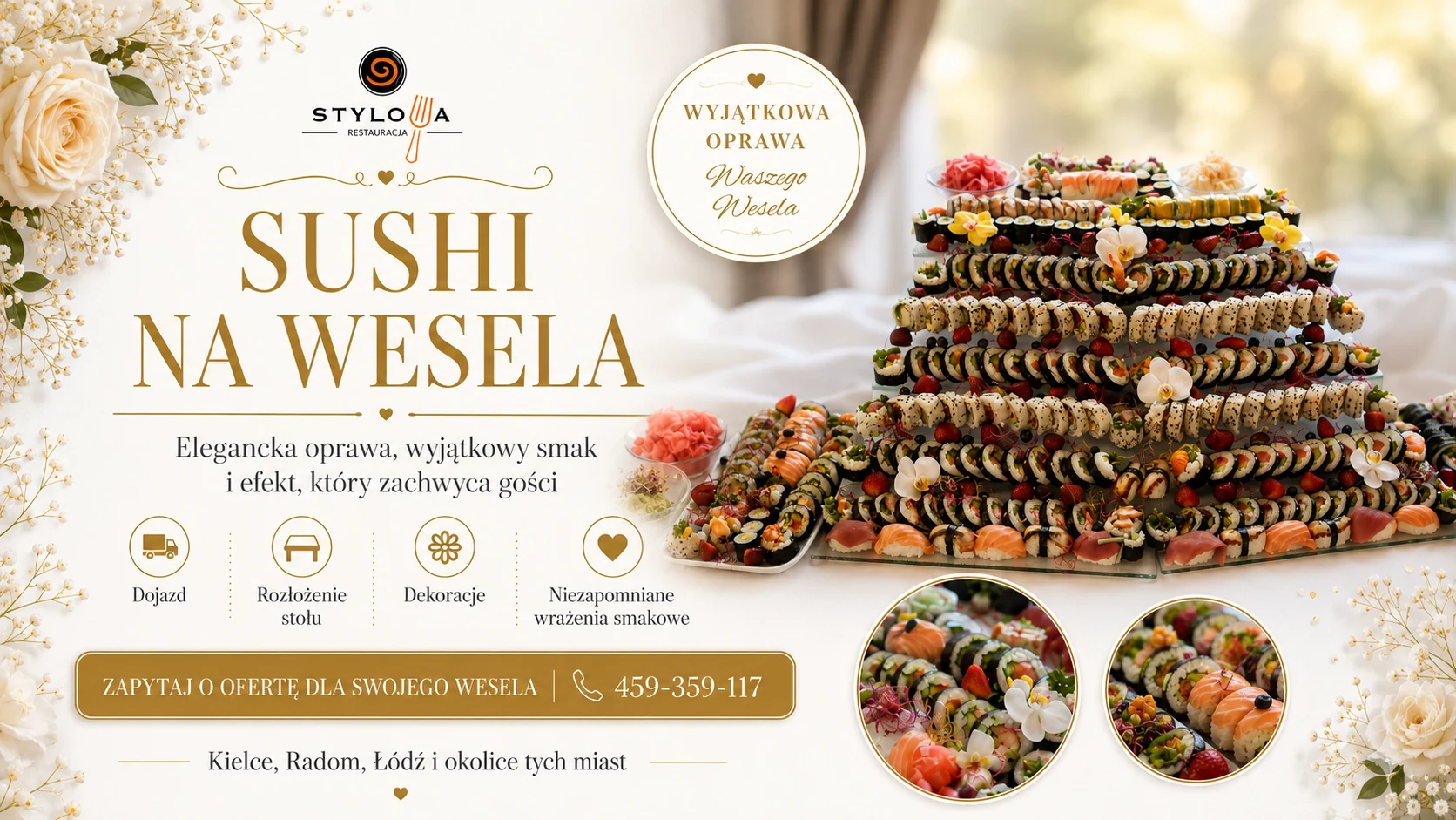 Stół sushi na wesele